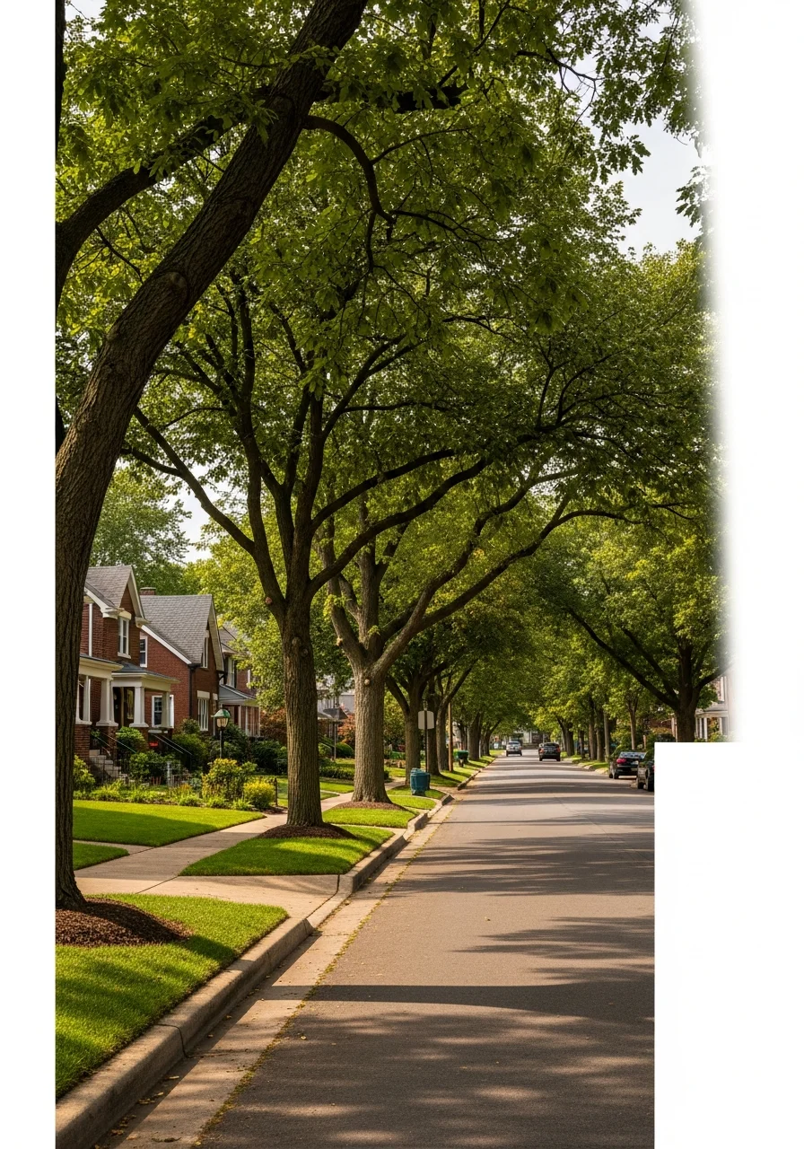 Residential lawn care and landscaping in Columbus, Ohio near Galloway with manicured turf and seasonal plantings