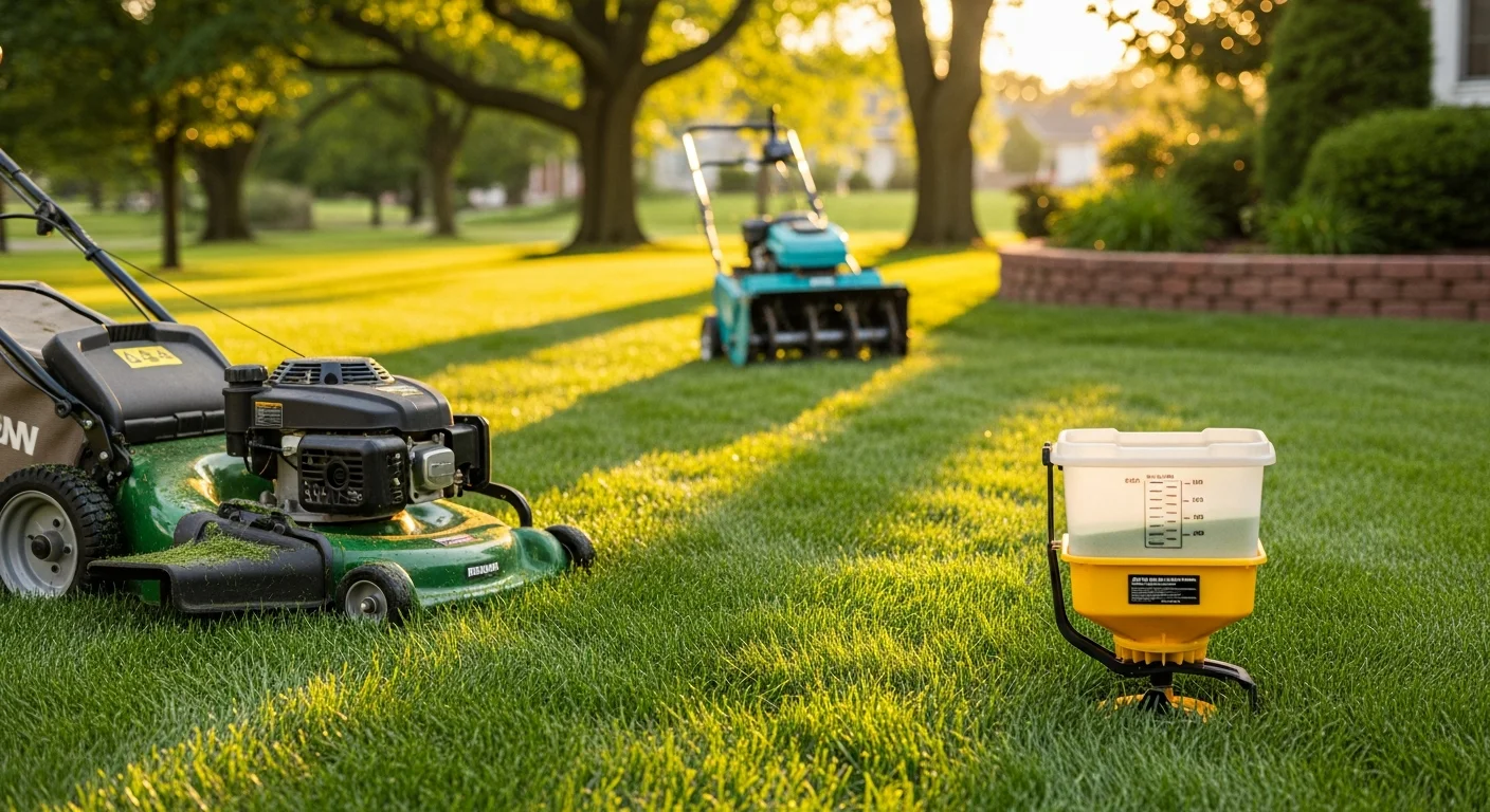 Lawn maintenance service at a residential property in Grove City, Ohio including mowing and edging